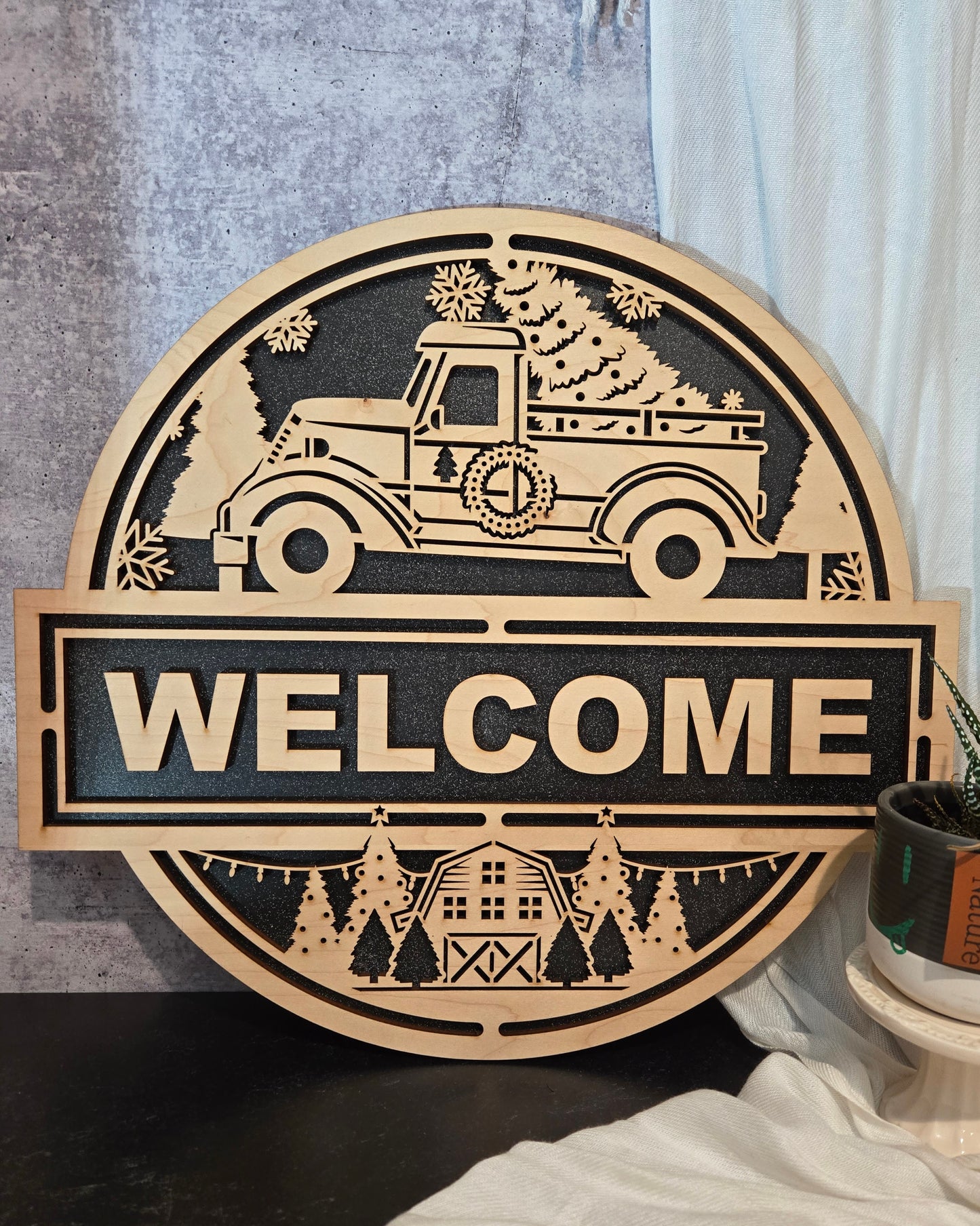 Truck and Tree Door Hanger (black) | Erin 'Spirational Crafts