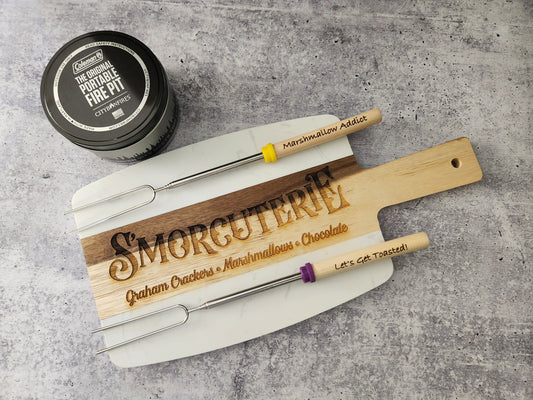 S'morcuterie Board with Mini Fire Pit + 2 sticks | Erin 'Spirational Crafts