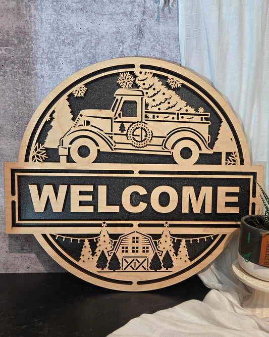 Truck and Tree Door Hanger (black) | Erin 'Spirational Crafts