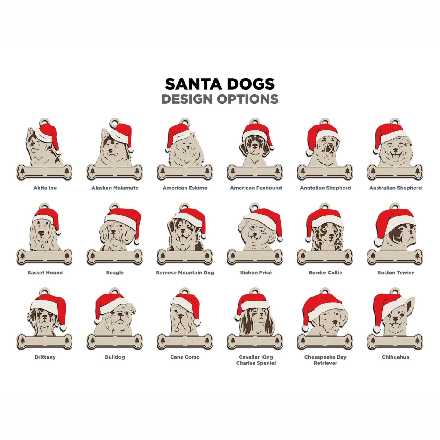 Dog Santa Ornaments