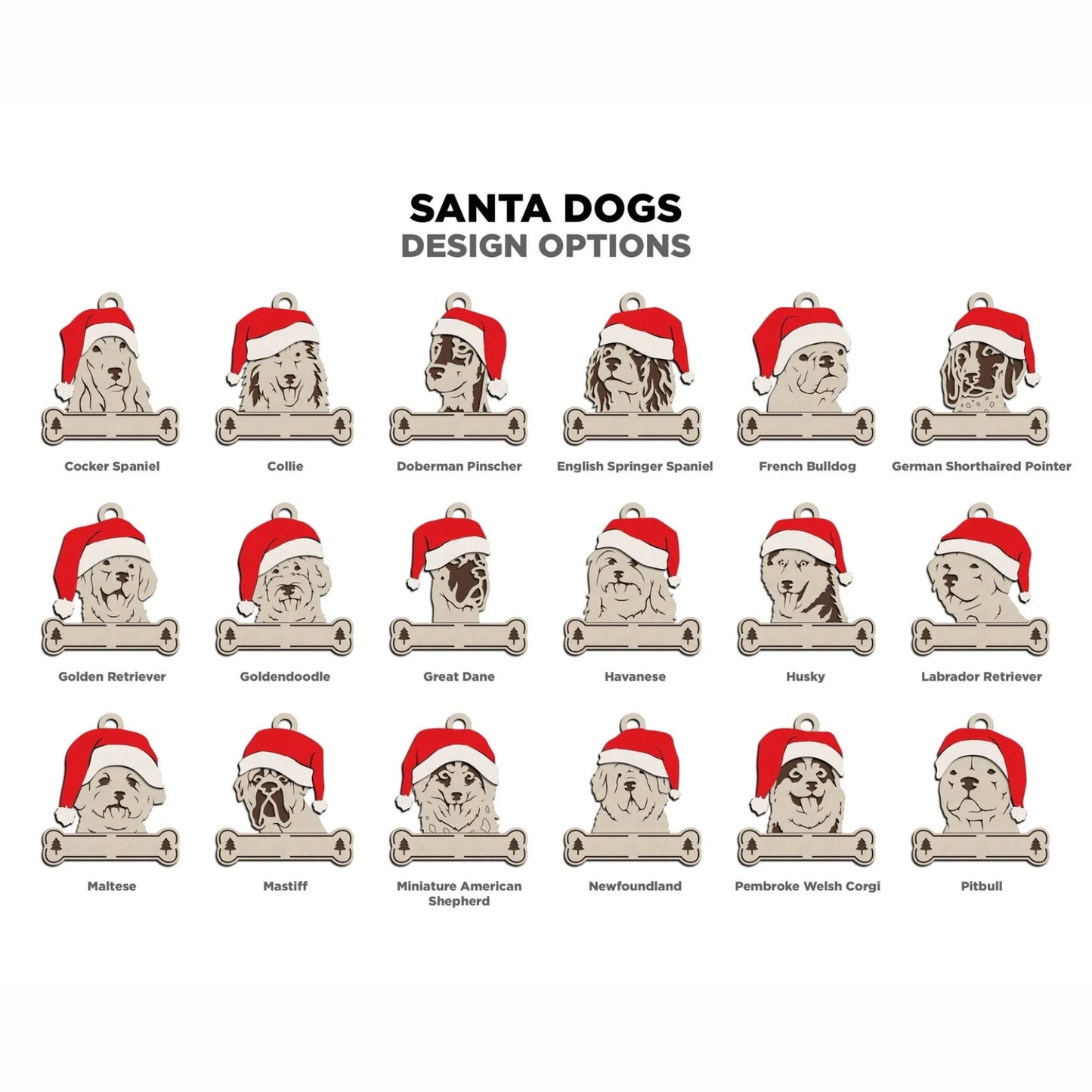Dog Santa Ornaments