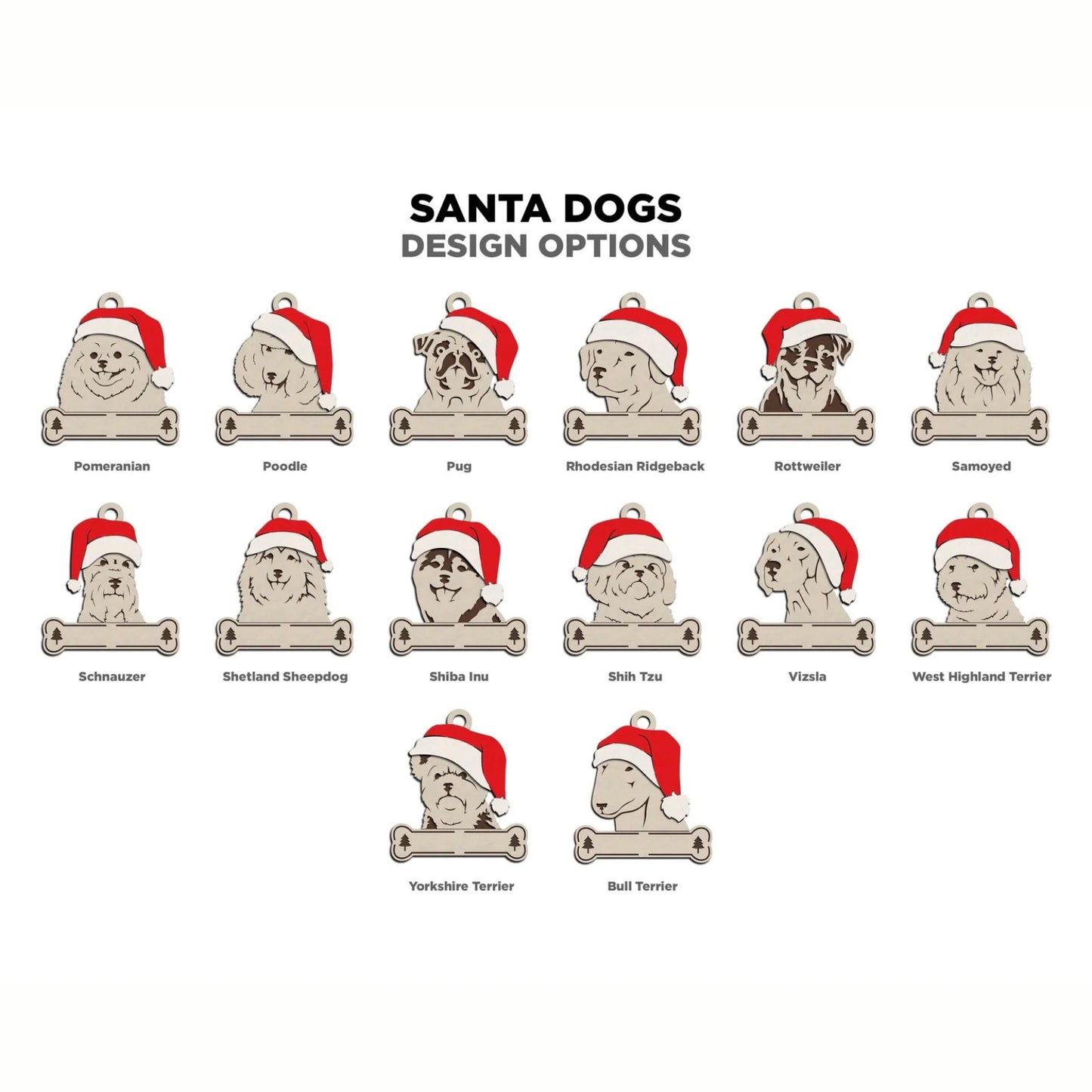 Dog Santa Ornaments