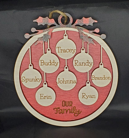 Custom Family Ornament - up to 10 names | Erin' Spirational Crafts