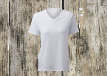 Load image into Gallery viewer, Women&#39;s Short Sleeve V-Neck Polyester T-Shirt | Erin&#39; Spirational Crafts
